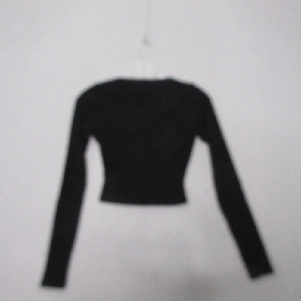 Reformation Top XS Black Ribbed Scoop Neck Cropped Fitted 90s Minimalist Chic